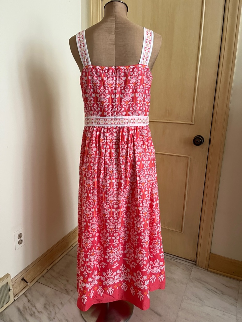 TALBOTS NWT Cottage Boho Party 100% Cotton Floral Scroll Print Sundress Maxi 16 - Picture 4 of 16